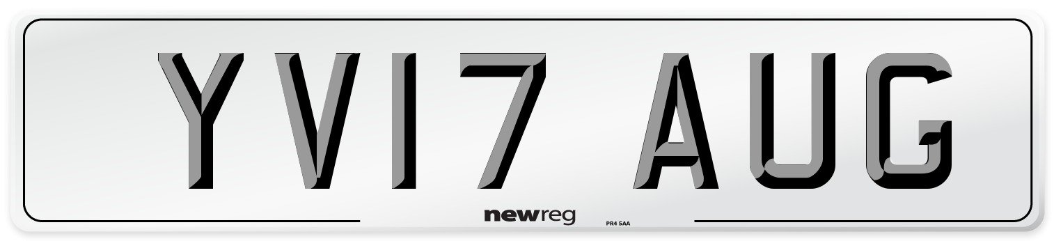 YV17 AUG Number Plate from New Reg